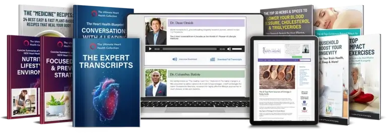 photo showing contents of The Ultimate Heart Health Collection including reports and digital content