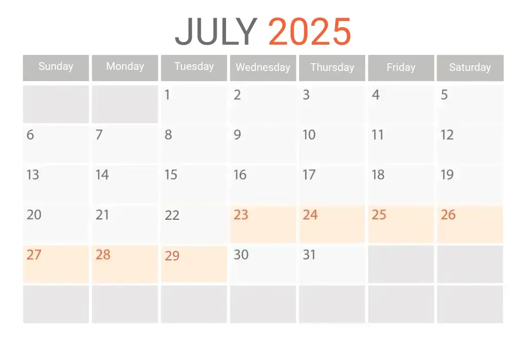 image of calendar showing summit schedule