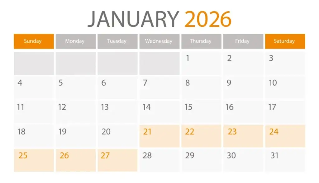 image of calendar showing summit schedule